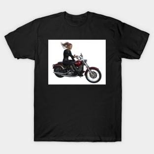 Young woman riding motorcycle T-Shirt